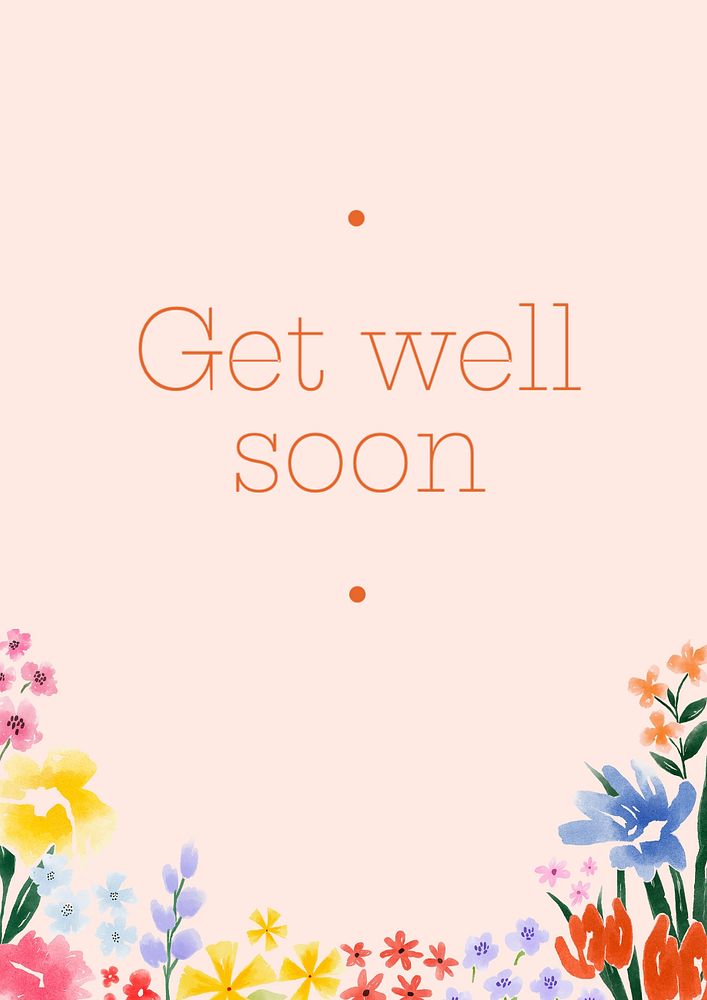 Get well soon poster template, editable text and design