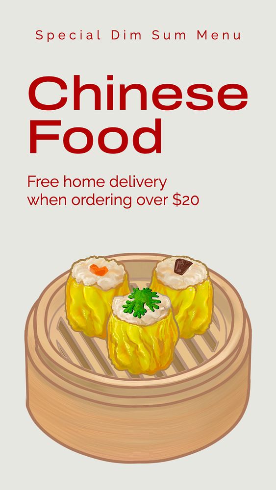 Chinese food Instagram story template, editable text