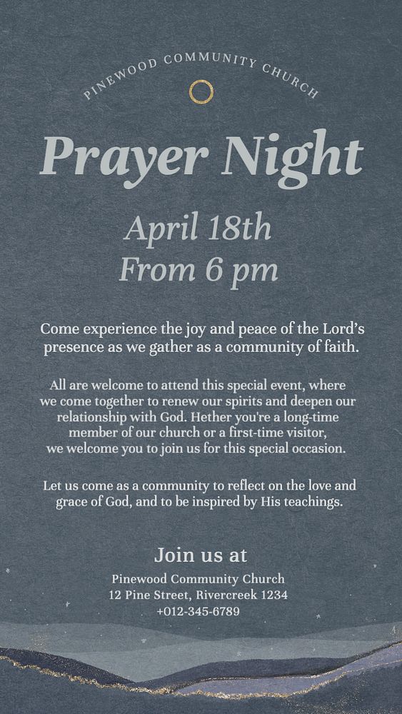 Prayer night Instagram story template, editable text