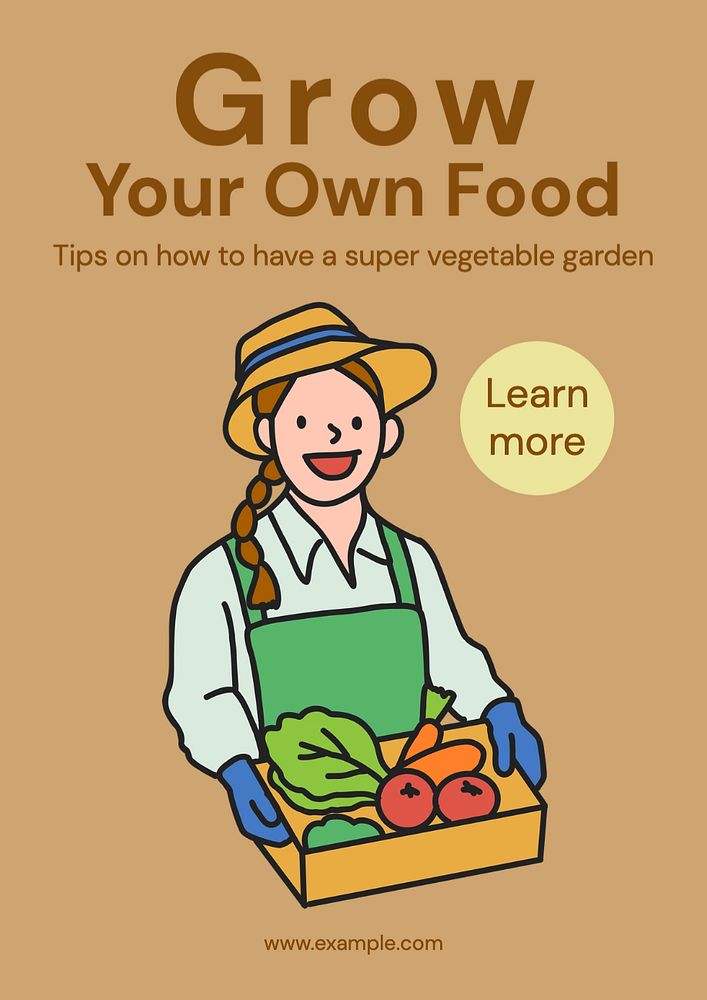 Grow your food poster template, editable text and design