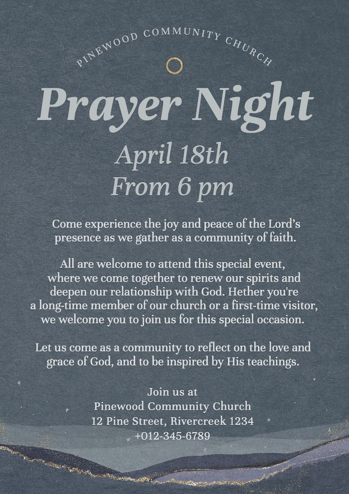 Prayer night poster template, editable text and design