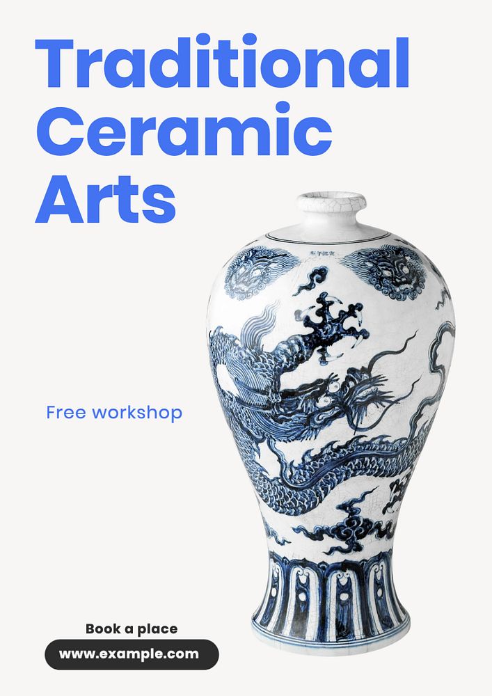 Ceramic arts poster template, editable text and design