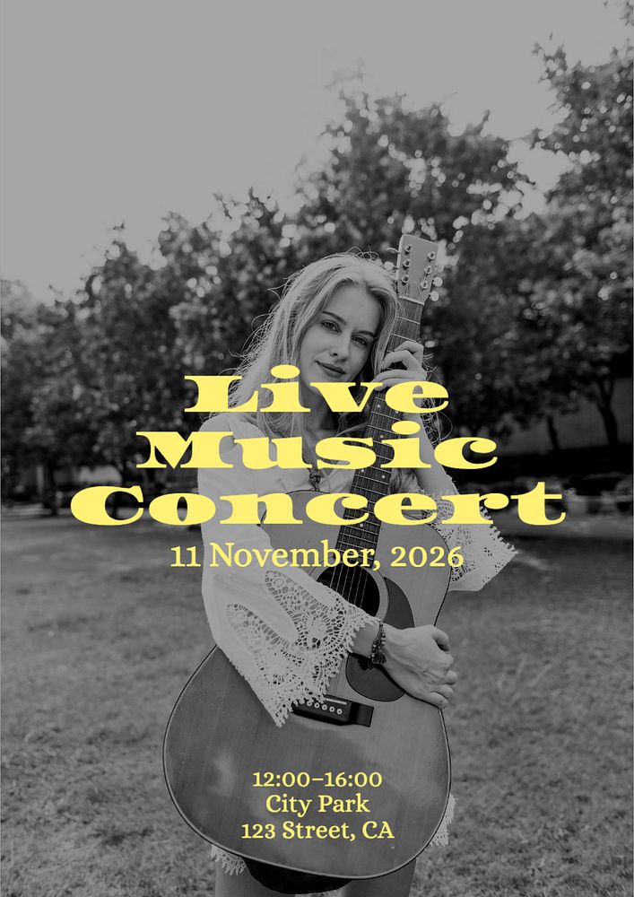 Live music concert  poster template, editable text and design