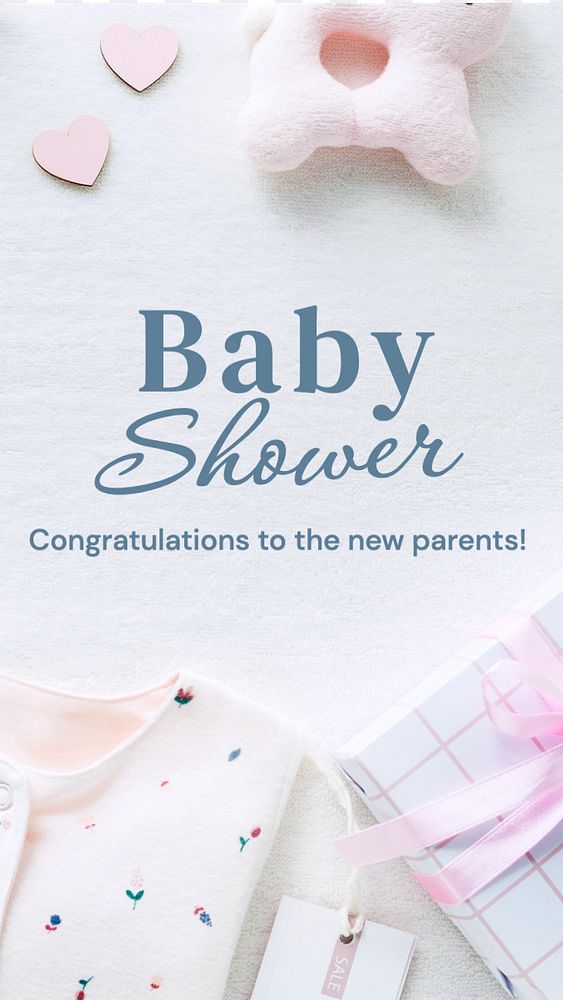 Baby shower Instagram story template, editable text