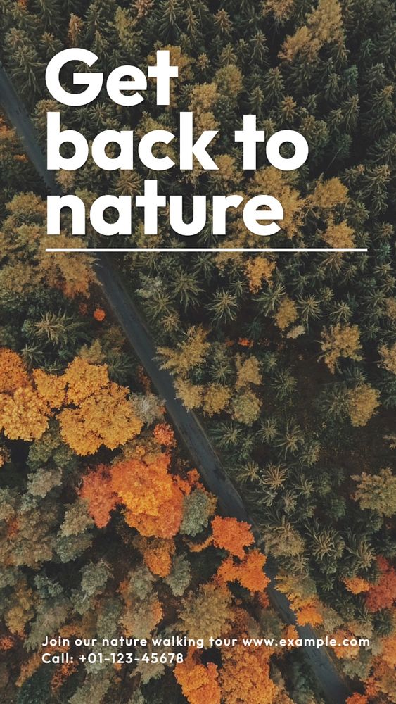 Get back to nature Instagram story template, editable text