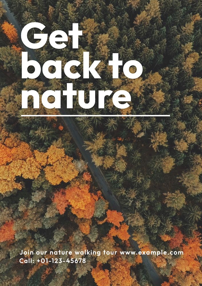 Get back to nature poster template, editable text and design