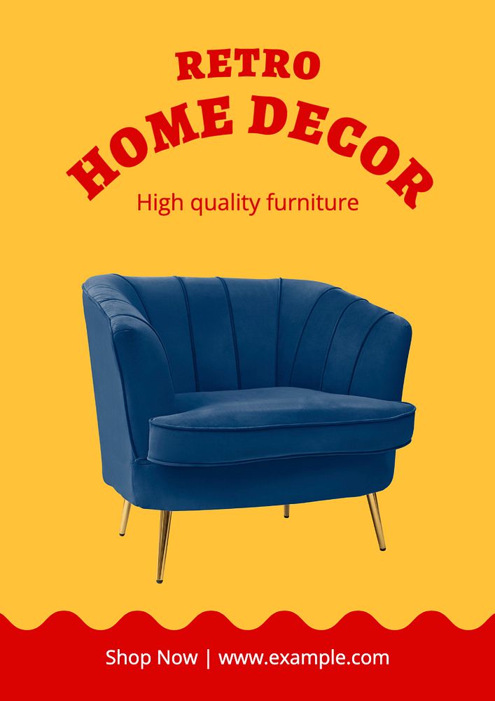 Retro home decor  poster template, editable text and design