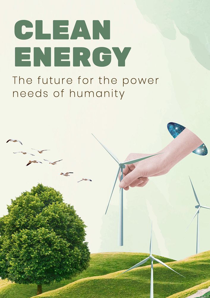 Clean energy  poster template, editable text and design