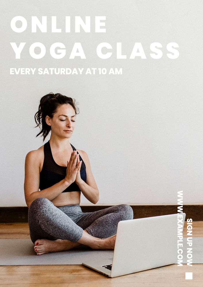 Online yoga class poster template, editable text and design