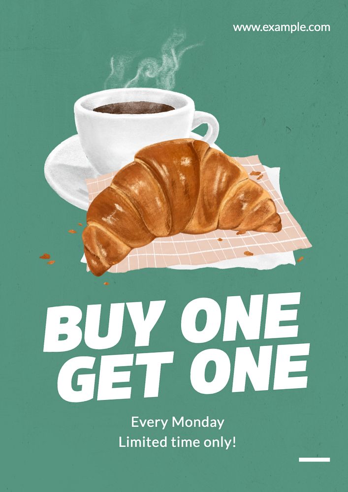 Get one free  poster template, editable text and design