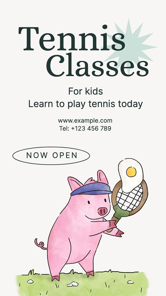 Tennis classes  Instagram story template, editable text