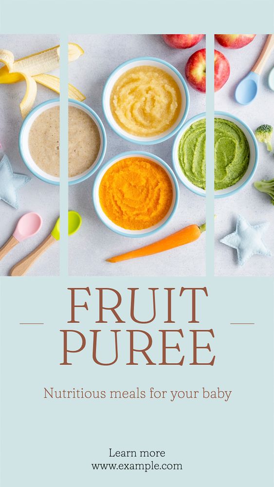 Fruit puree  Instagram story template, editable text