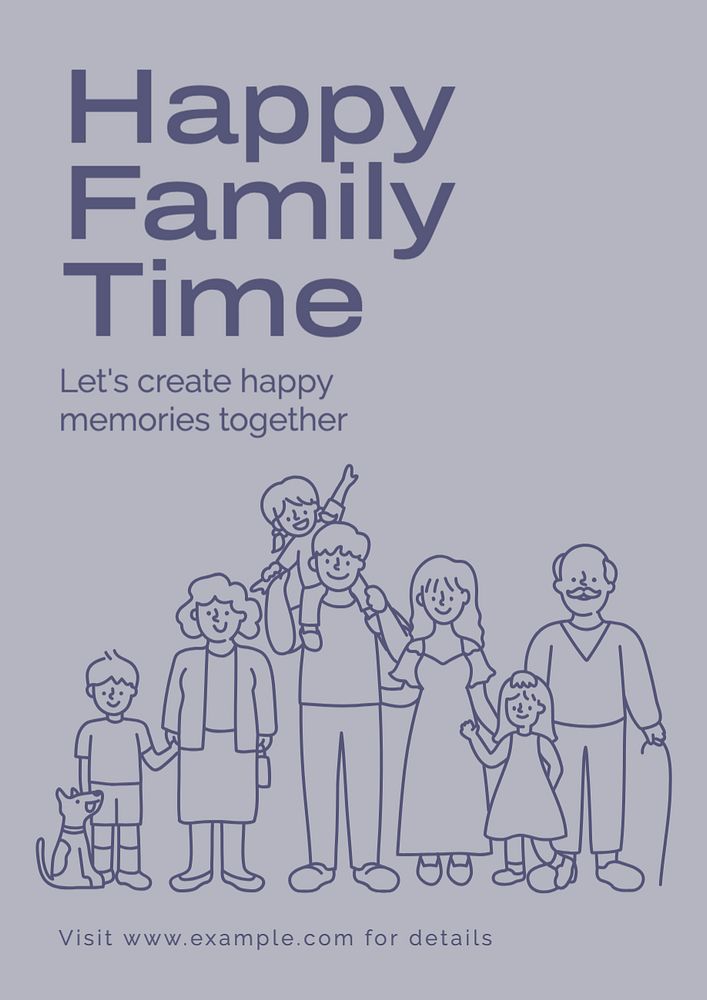 Happy family time poster template, editable text and design