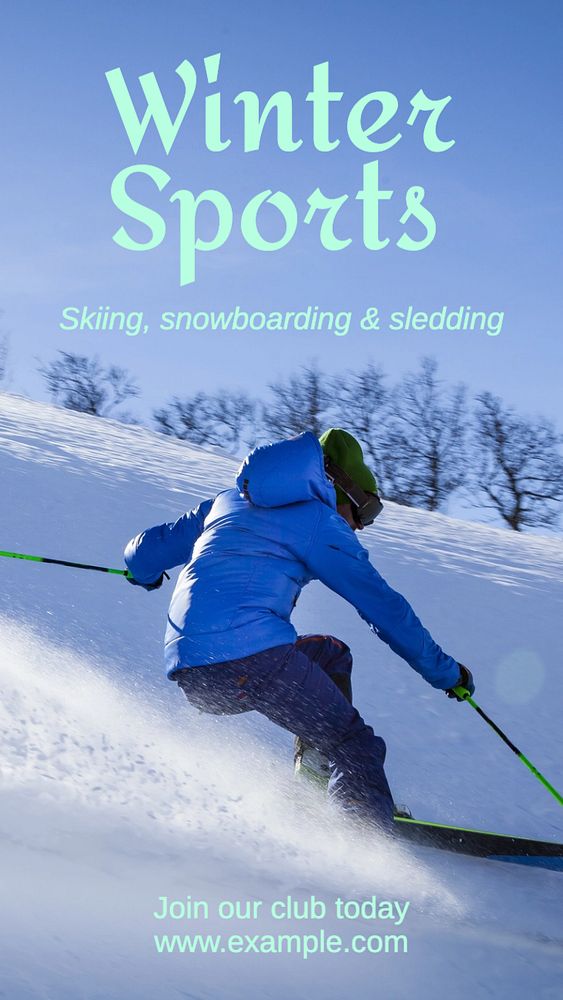 Winter sports Instagram story template, editable text