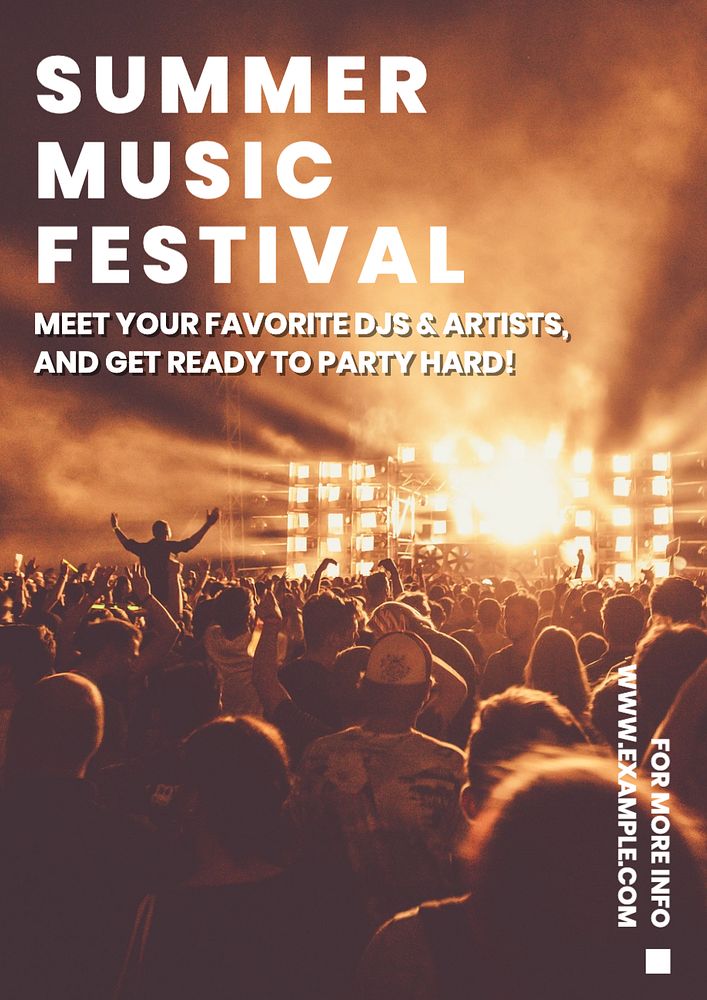 Summer music festival  poster template, editable text and design