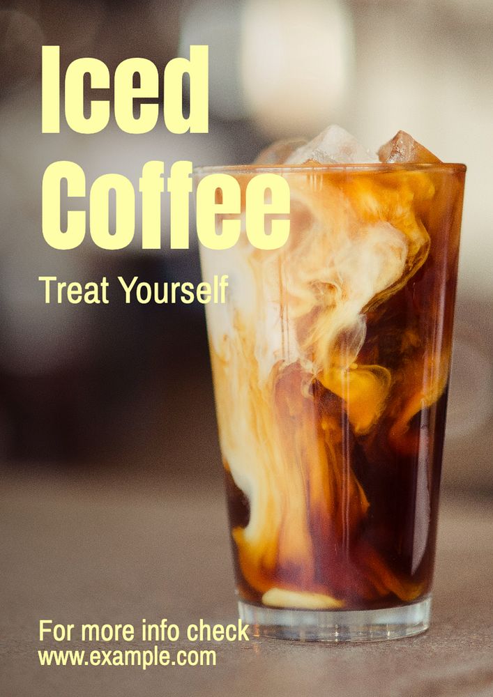 Iced coffee poster template, editable text and design