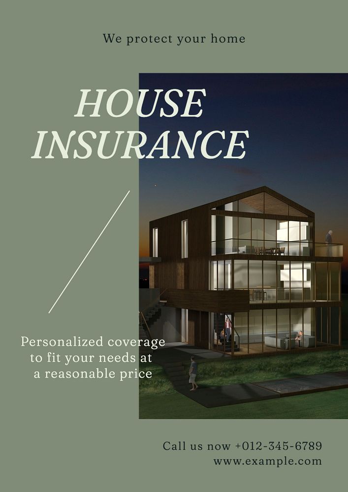 House insurance  poster template, editable text and design