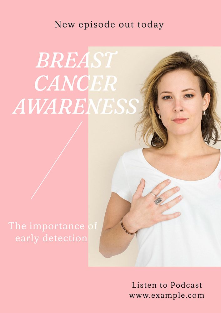 Breast cancer awareness  poster template, editable text and design