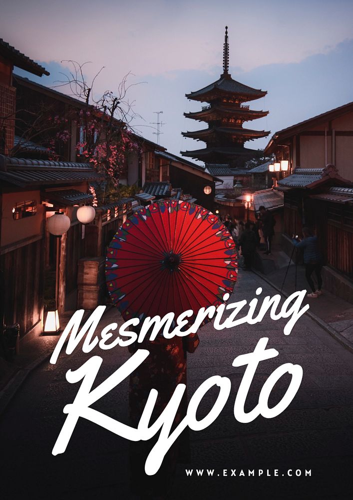 Kyoto travel poster template, editable text and design