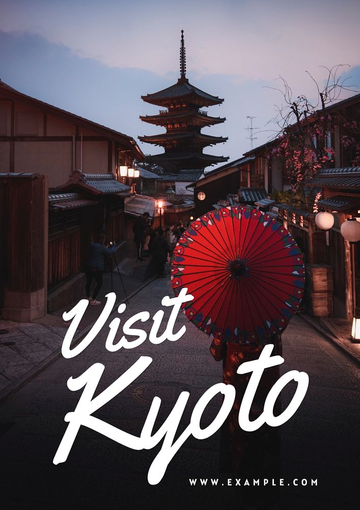 Visit Kyoto poster template, editable text and design