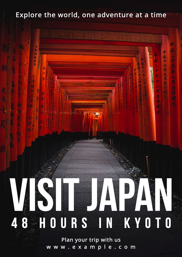 Japan travel poster template, editable text and design