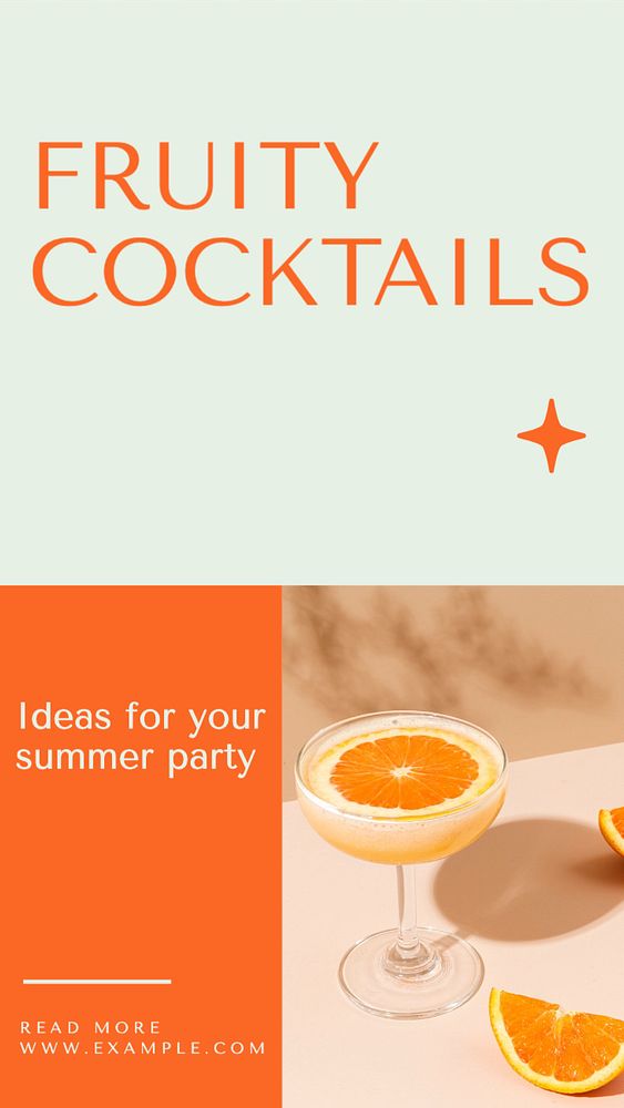 Fruity cocktails  Instagram story template, editable text