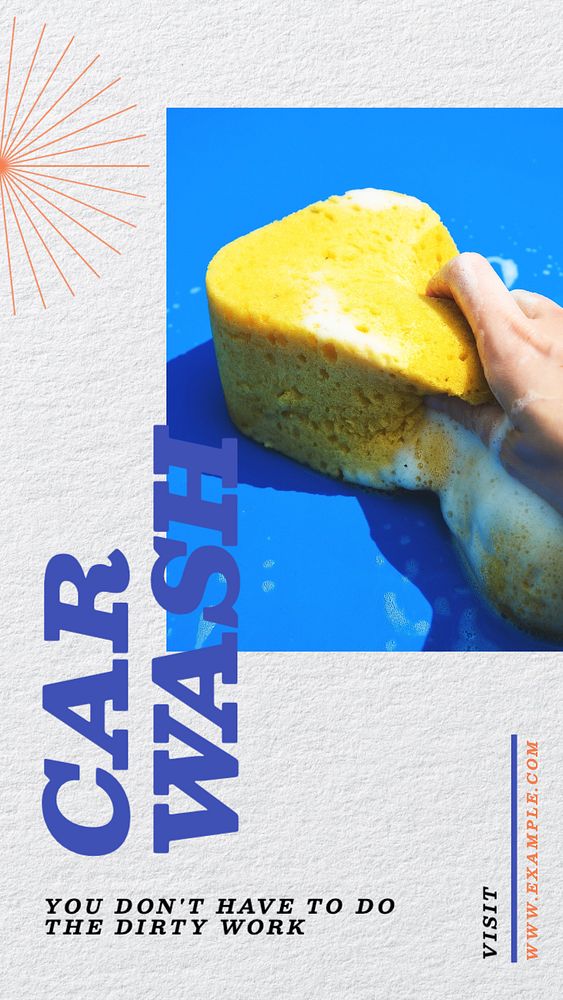 Car wash  Instagram story template, editable text