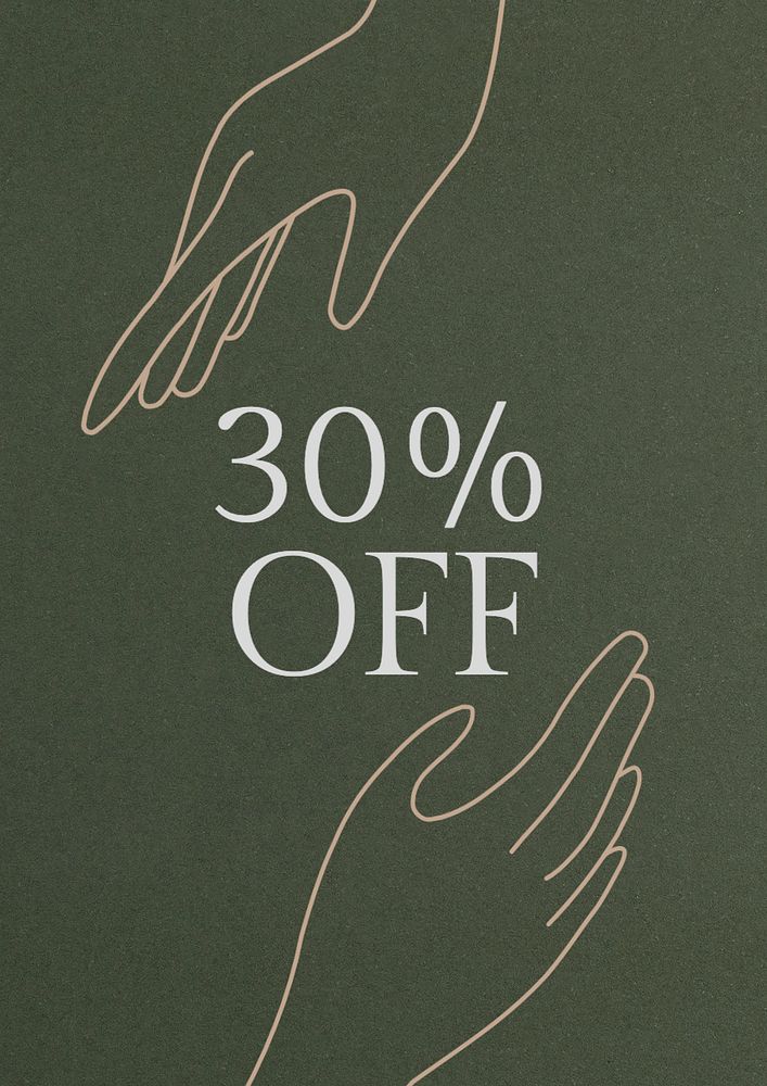 30% off poster template, editable text and design