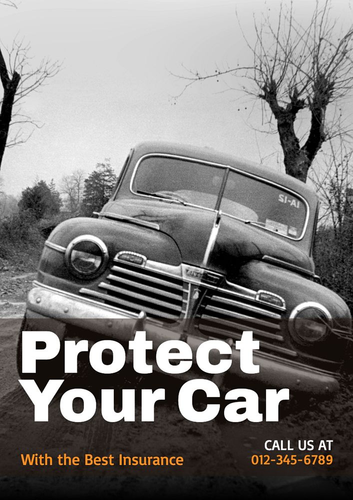 Car protection  poster template, editable text and design