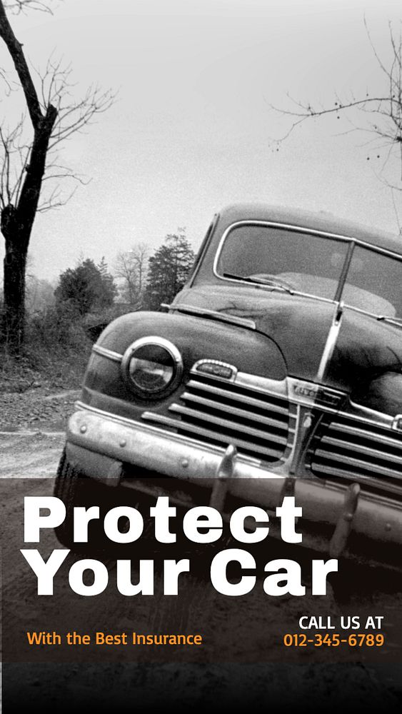 Car protection  Instagram story template, editable text