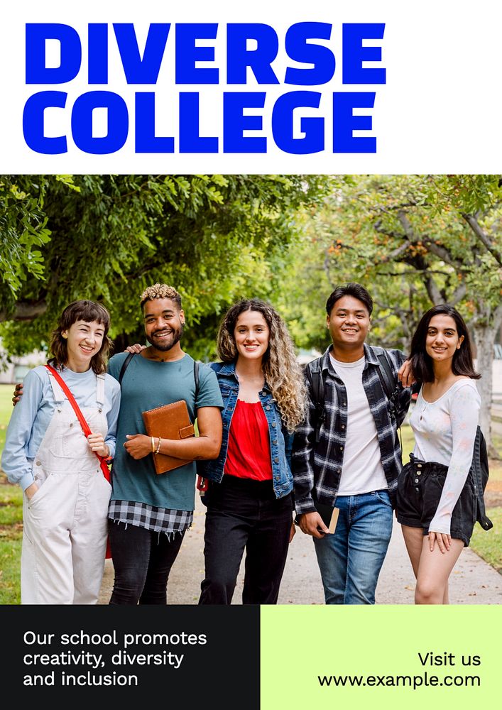 Diverse college poster template, editable text and design