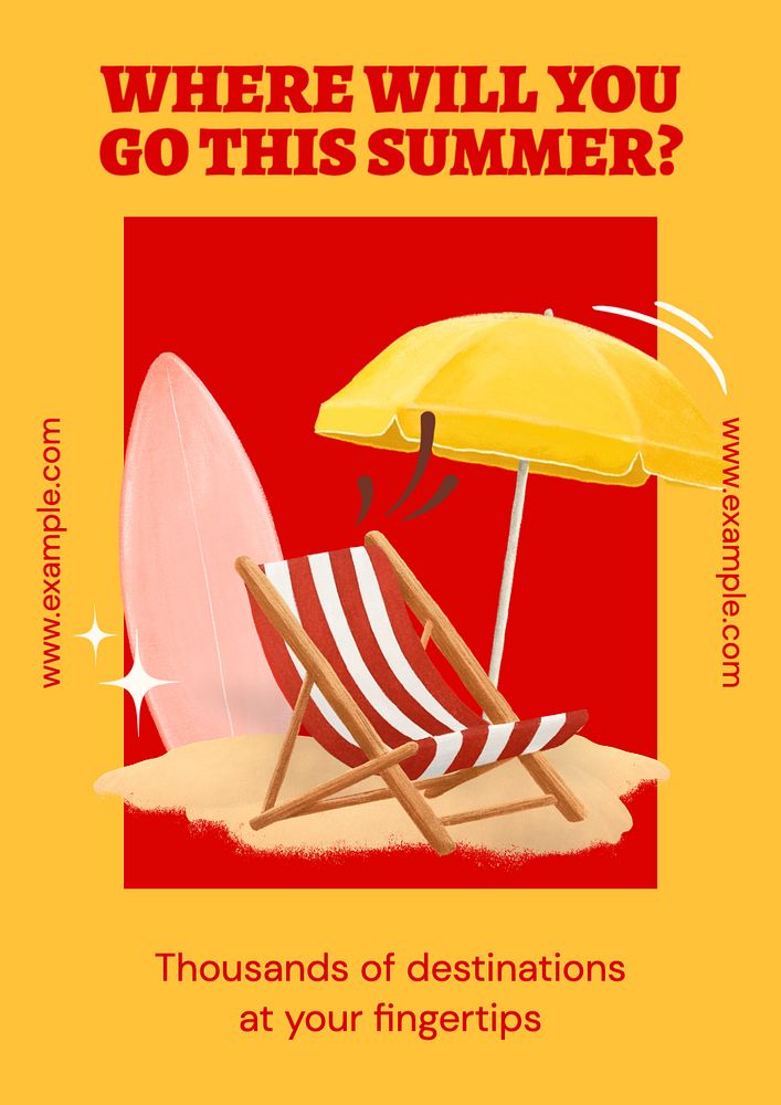 Summer holiday  poster template, editable text and design