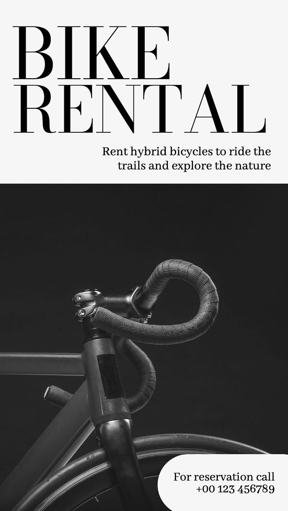 Bike rental  Instagram story template, editable text