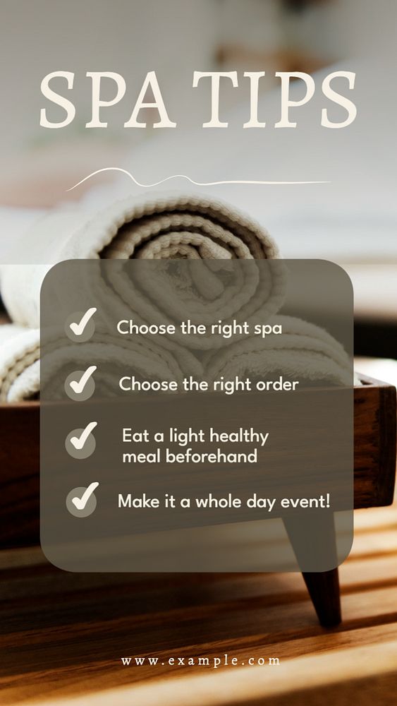 Spa tips  Instagram story template, editable text