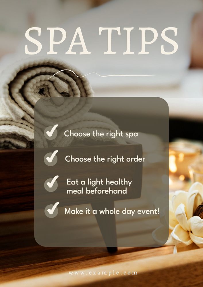 Spa tips  poster template, editable text and design