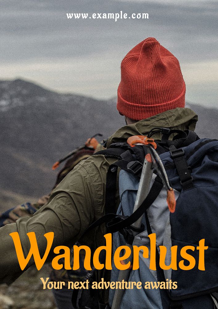 Wanderlust poster template, editable text and design