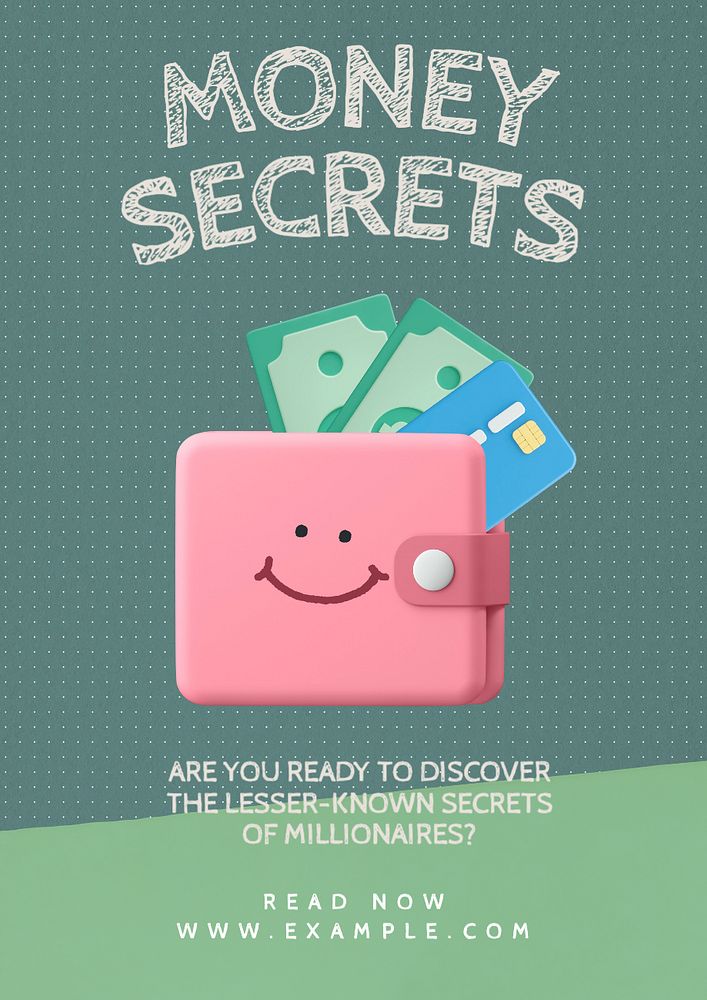 Money secrets  poster template, editable text and design