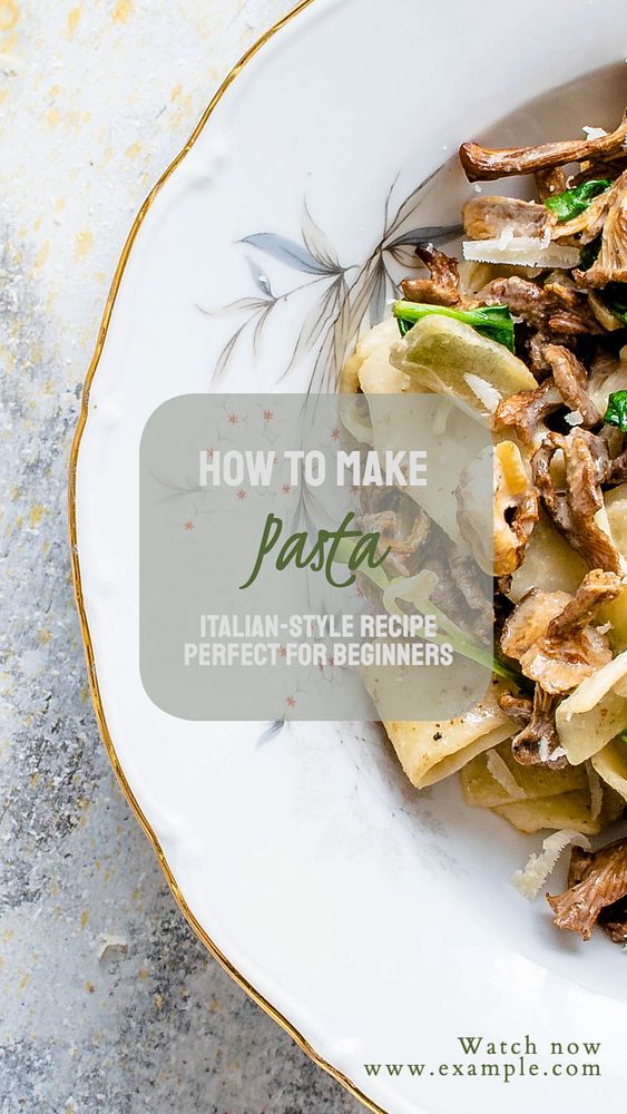 Pasta recipe  Instagram story template, editable text