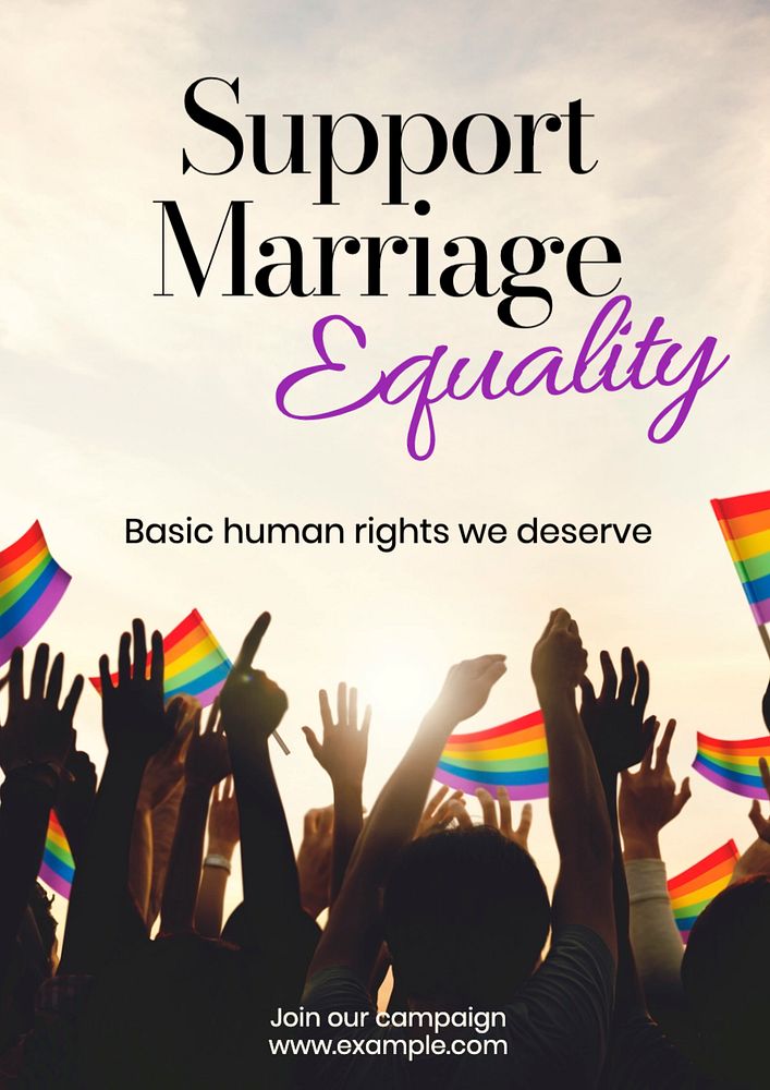 Support marriage equality poster template, editable text and design