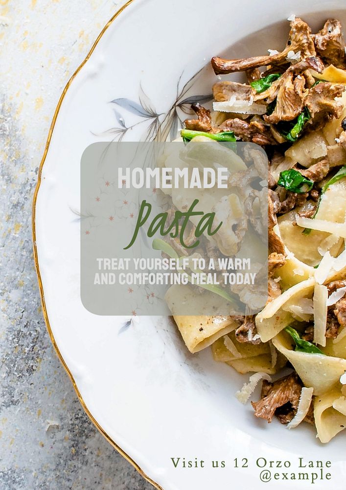 Homemade pasta  poster template, editable text and design