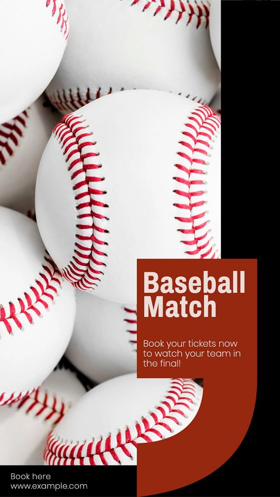 Baseball match Instagram story template, editable text