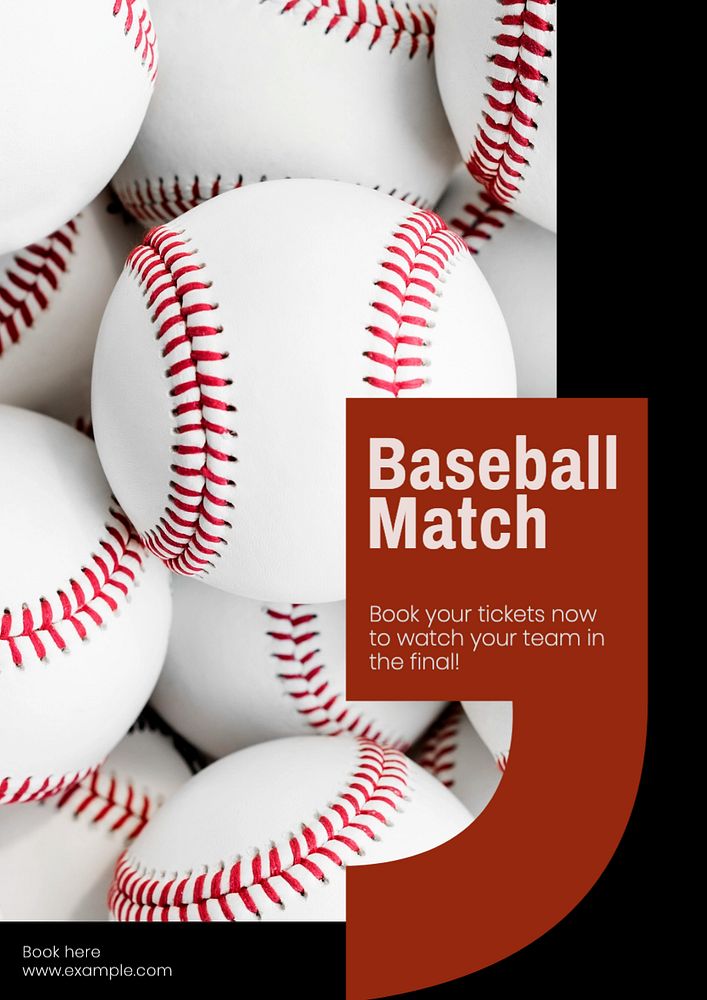 Baseball match poster template, editable text and design