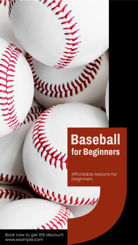 Baseball lessons Instagram story template, editable text