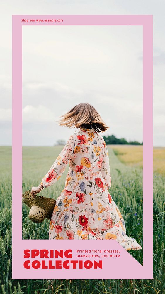 Spring collection Instagram story template, editable text