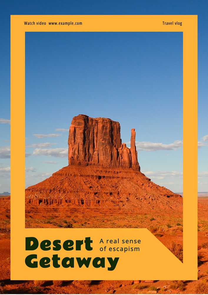 Desert getaway poster template, editable text and design