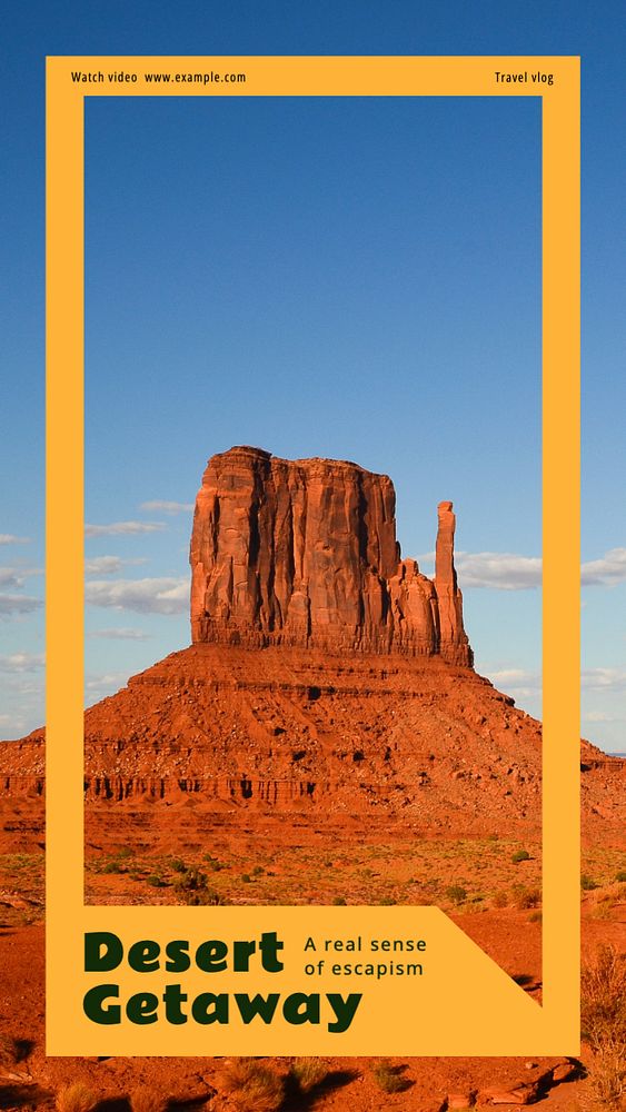 Desert getaway Instagram story template, editable text