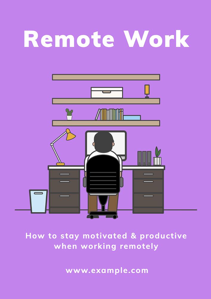 Remote work  poster template, editable text and design