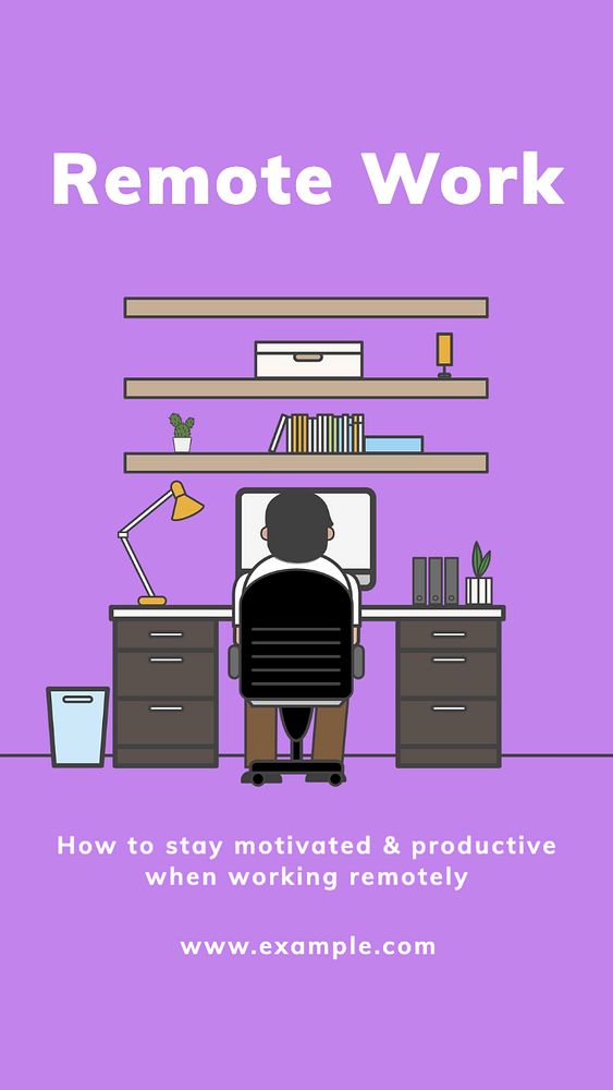 Remote work  Instagram story template, editable text