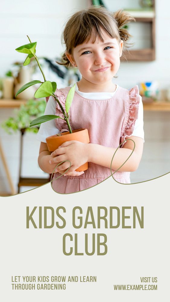 Kids garden club  Instagram story template, editable text