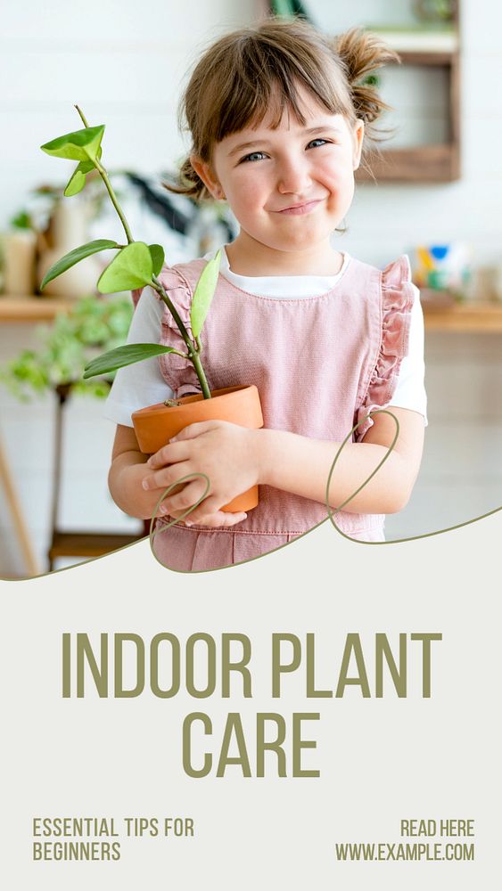 Indoor plant care  Instagram story template, editable text